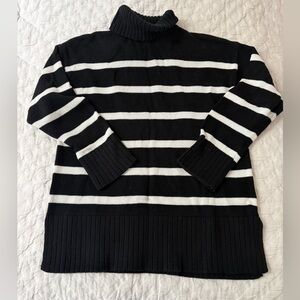Old Navy Black and White Striped Cowl Neck Sweater
